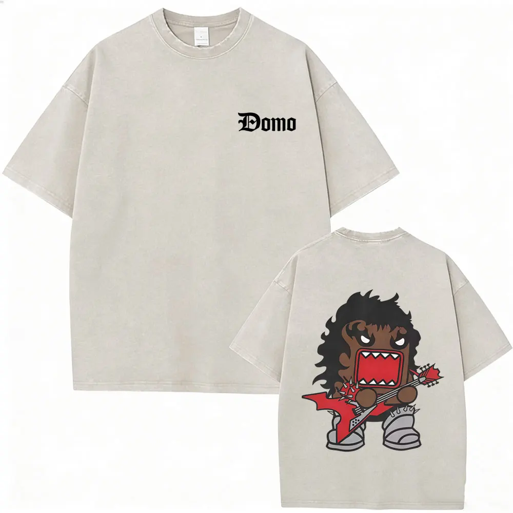 

Washed Vintage Domo Kun Gothic Metal Rock Style Funny Meme T Shirt Men's Women Clothing Oversized T-shirt Male Cotton T-shirts