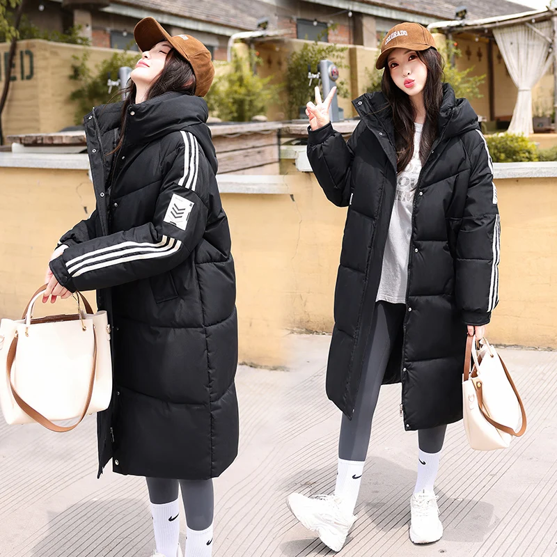 

Women's Mid-Length Cotton Jaet 2025 Winter New Faion Thiened Loose Slimming Hooded Cotton Coat Long Sve Zipper Pure ...