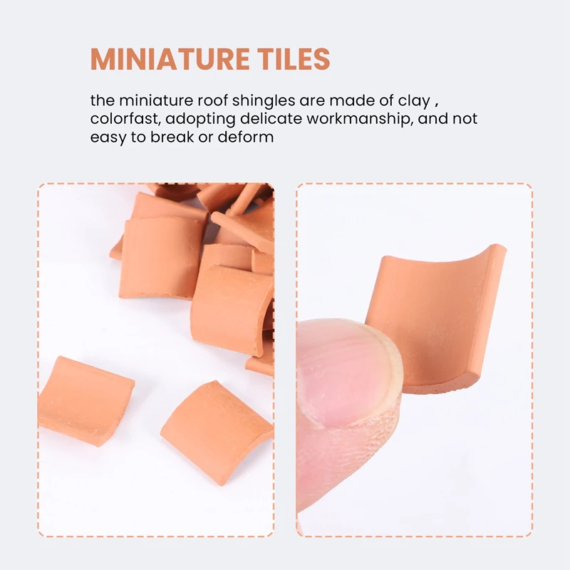 200 Pcs Roof Tiles Model Building Set Red Miniature Tiles For DIY Landscape Kitchen Garden Decoration