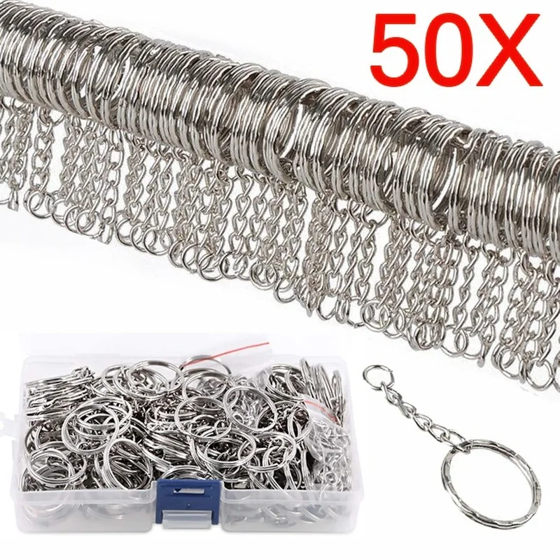 Silver Metal Blank Keyring Keychain, Long Split Keychain