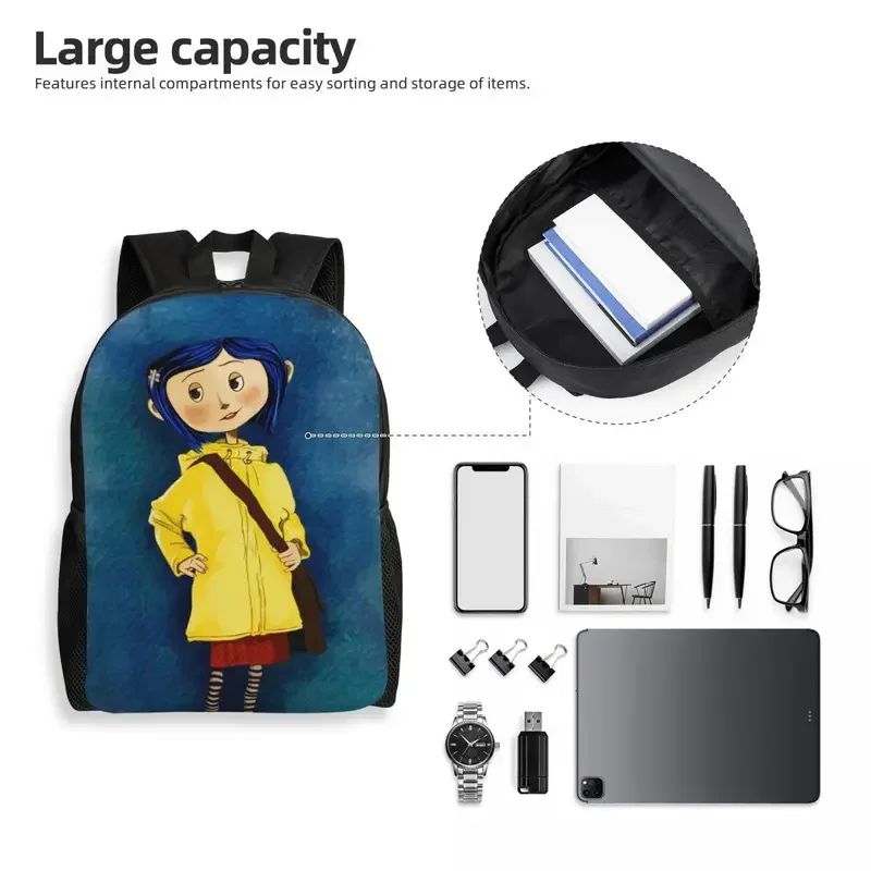 Mochila Coraline personalizada para hombres y mujeres, bolsa básica para computadora portátil, mochilas para estudiantes universitarios, película escalofriante, otras madres