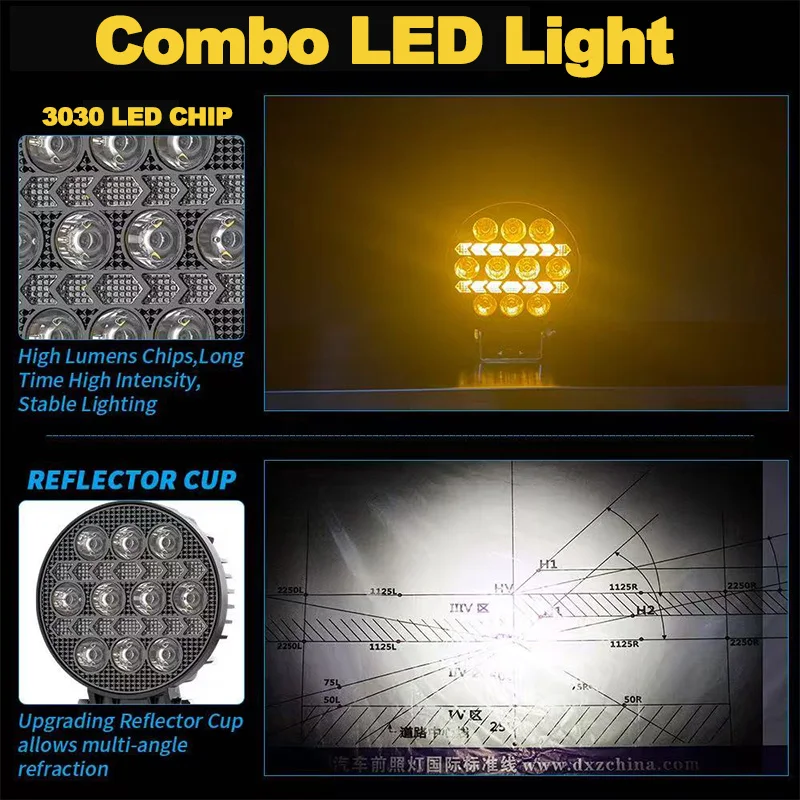 4 بوصة 9-30 فولت مربع/جولة DRL يوم تشغيل أضواء تعديل LED أضواء العمل على الطرق الوعرة أضواء السيارة ATV 4X4 المصابيح الأمامية فلاش