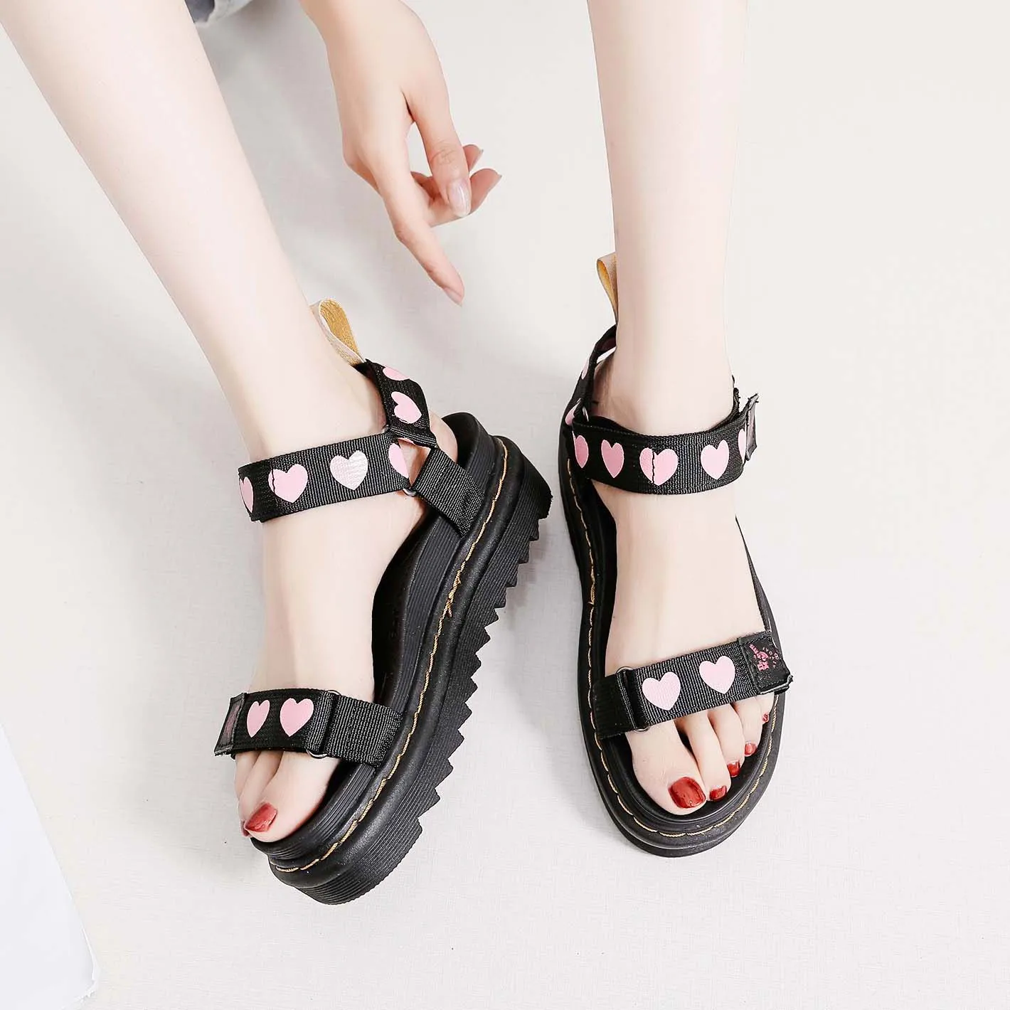 2024 Summer Women Sandals for Comfy Soft Genuine Leather Thick Ladies Sandals Size 35-44 Platform Sandals