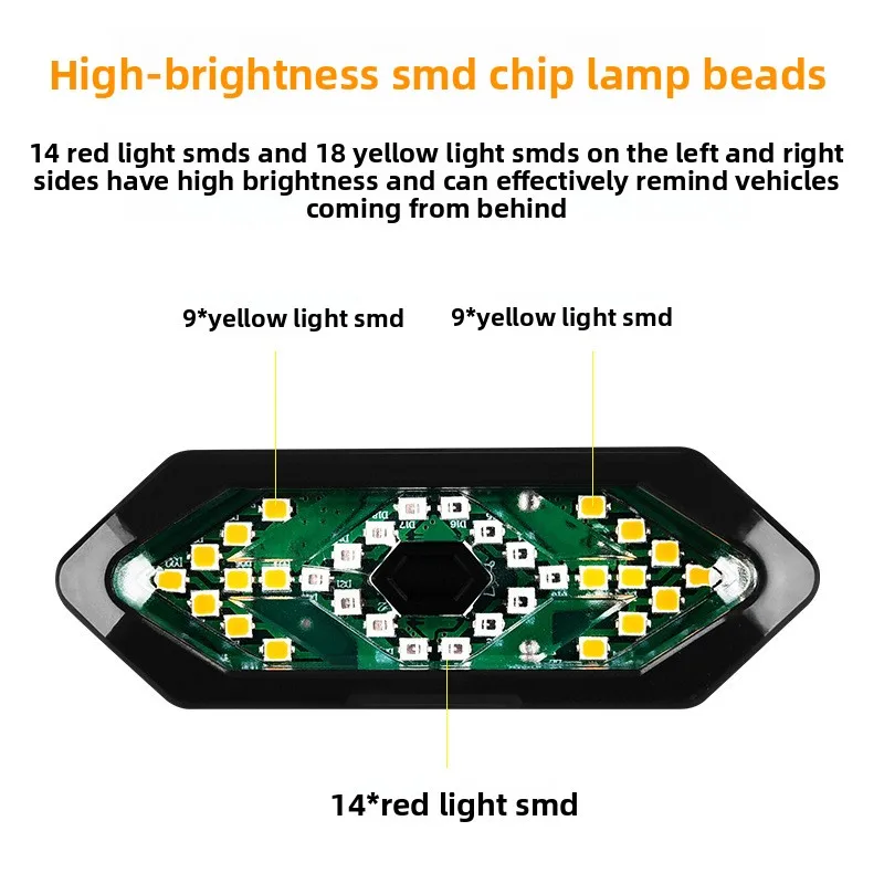 التحكم عن بعد USB القابلة لإعادة الشحن LED ضوء خلفي للدراجة - إشارة الانعطاف اللاسلكية تحذير السلامة الضوء الخلفي #1