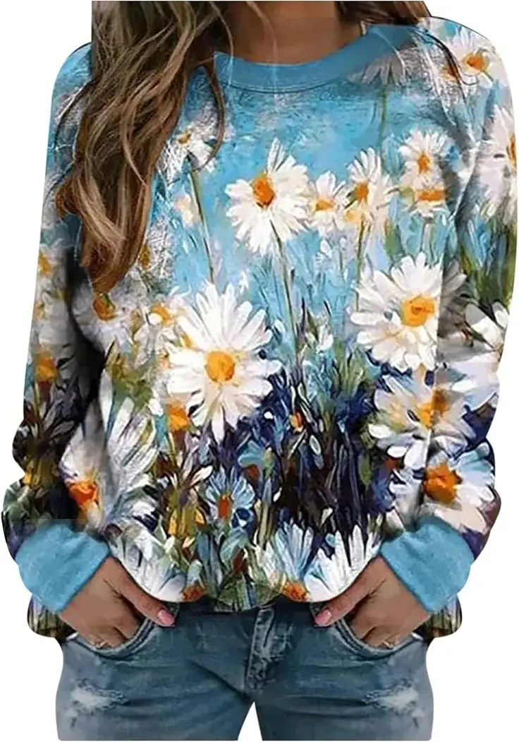 Autumn Flower Bird 3D Print Sweatshirts Women Casual Crew Neck Hoodies Raglan Sleeves Pullovers Y2k Harajuku Top Female Clothing