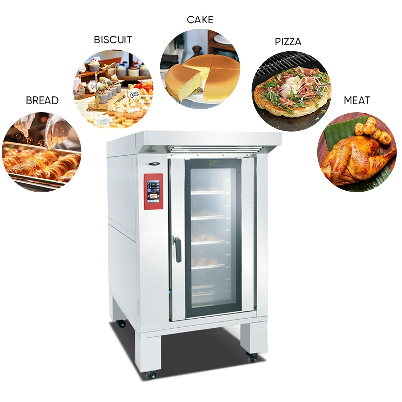 10 Trays Rotary Convection Oven Commercial Bakery Oven Electric Gas Bread Pizza Baking Oven with Steam System CE Certification