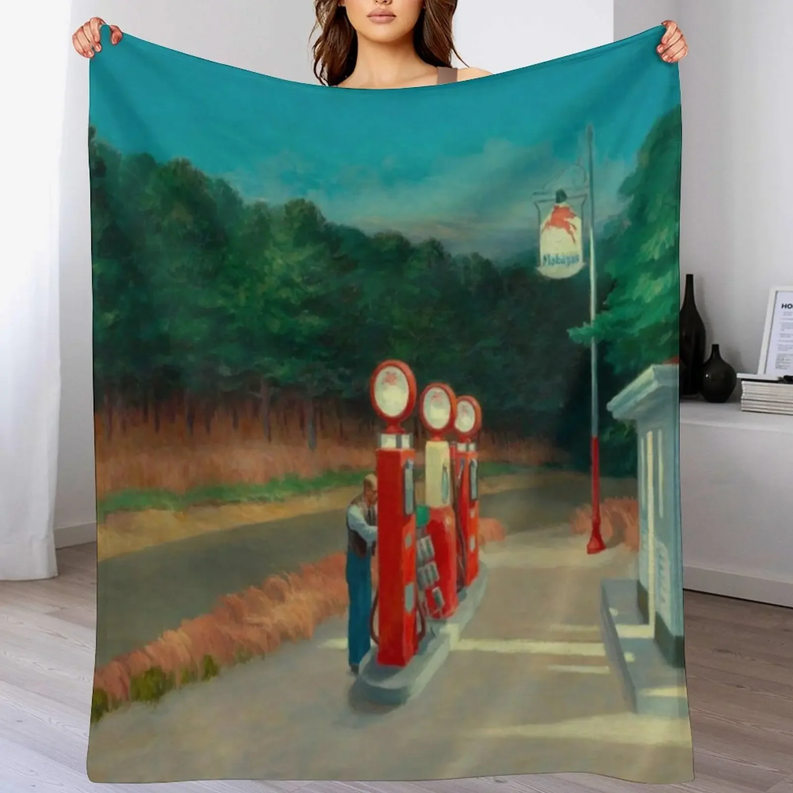 

Edward Hopper - Gas, Art reproduction Throw Blanket Vintage Luxury Throw For Baby Sofa Blankets