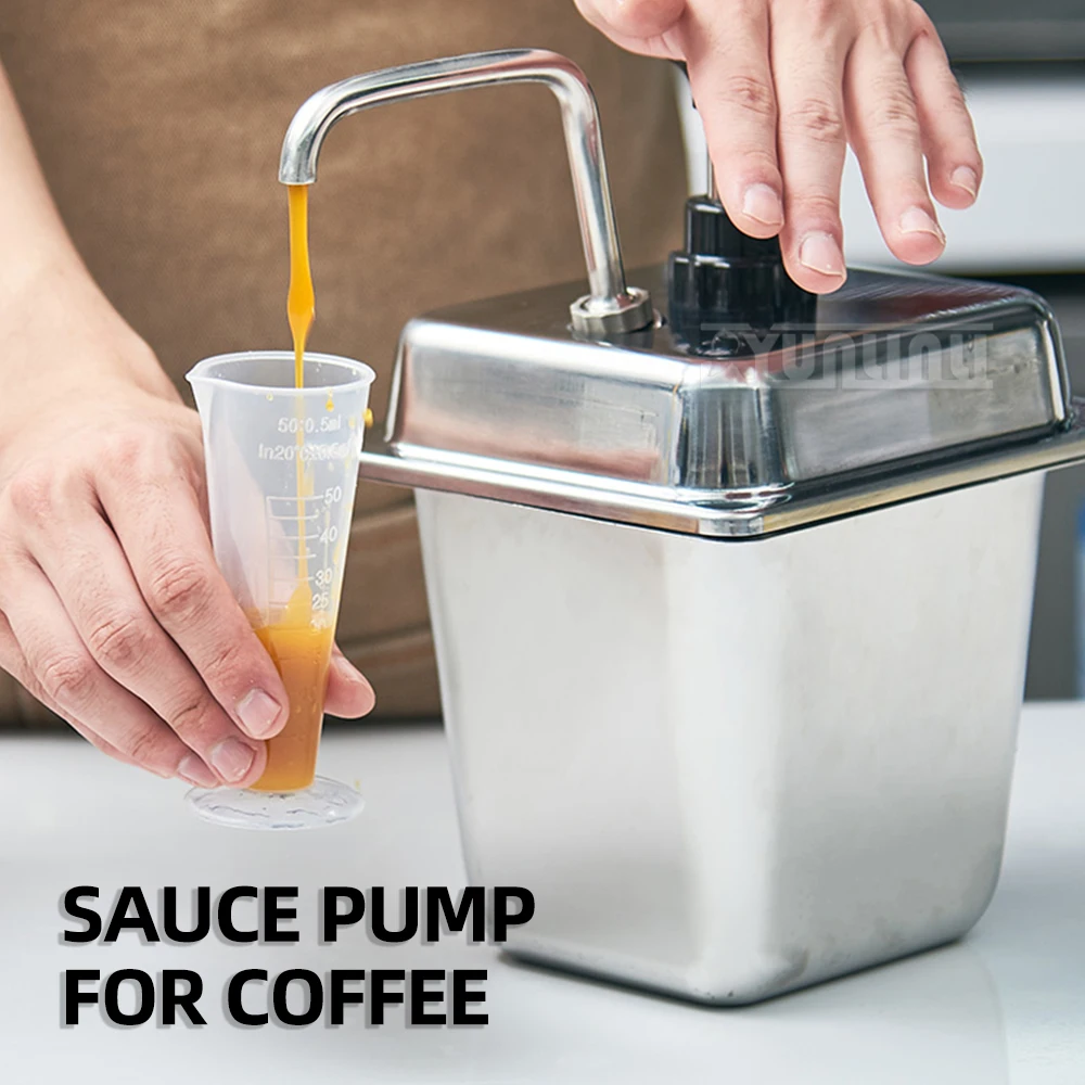 3L Commercial Hand Pressure Quantitative Pulp Pump Juice Press Pot Stainless Steel Syrup Fructose Squeeze Bottle