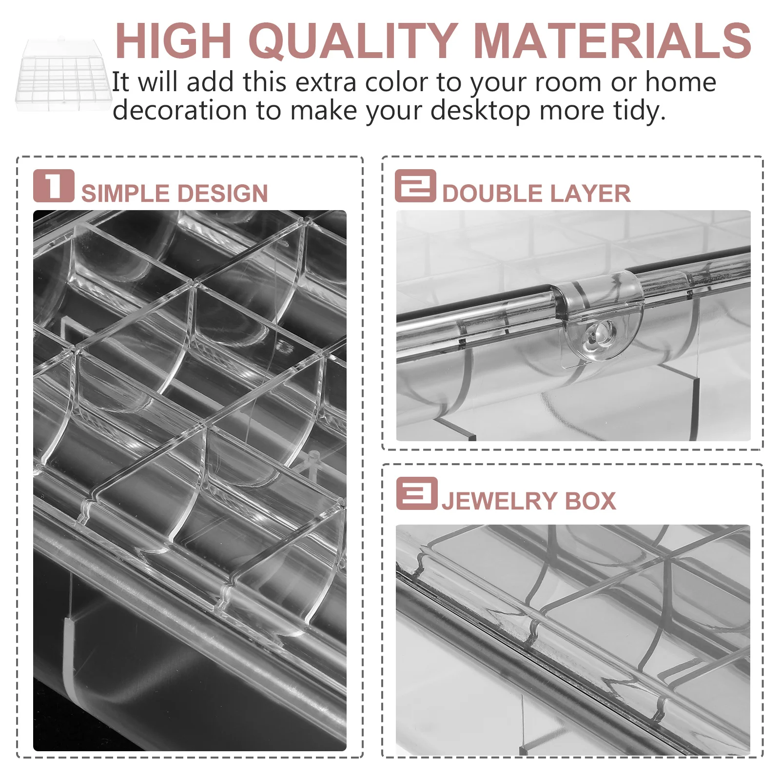 1Pcs Double-Layer Transparent Jewelry Storage Box Simple Small Objects Storage Organizer Display Case for Bracelets Necklaces