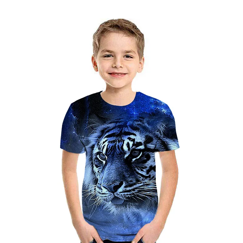 Children\'s T-Shirt Animal Lion 3D Printed Short Sleeve Tee Fashion Tops Round Neck Kids Clothes T-Shirt for a Boy Girl Clothes