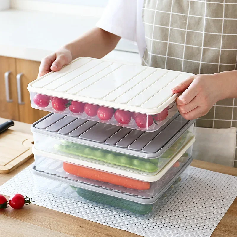 Refrigerator Food Storage Container with Lid Sealed Crisper Food Fresh Keeping Egg Fish Storage Box Fresh Spacer Organizer Case