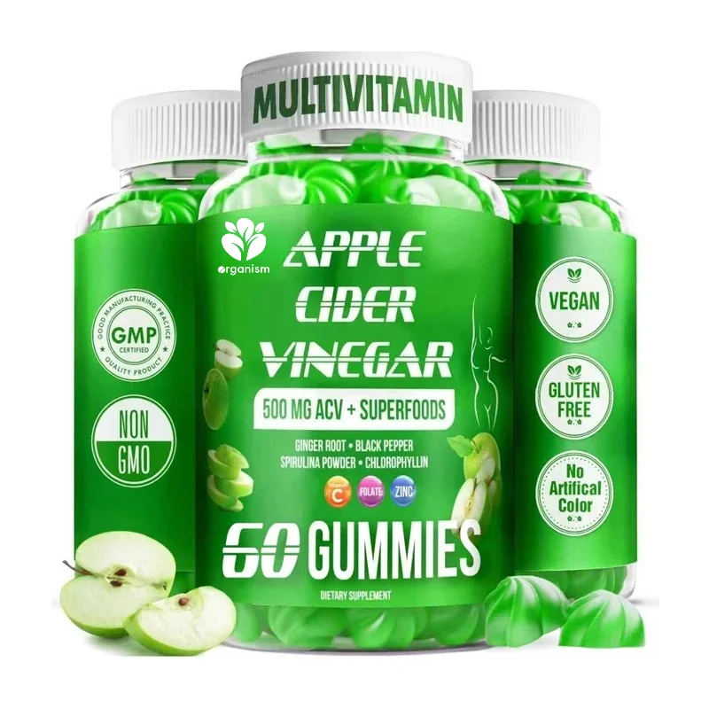 

High quality apple cider vinegar gummies | Formula containing zinc, ginger, and vitamin C | Energy and intestinal support