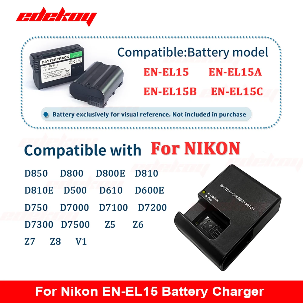 MH-25 Battery Charger Camera for Nikon MH25a EN-EL15 EN EL15a