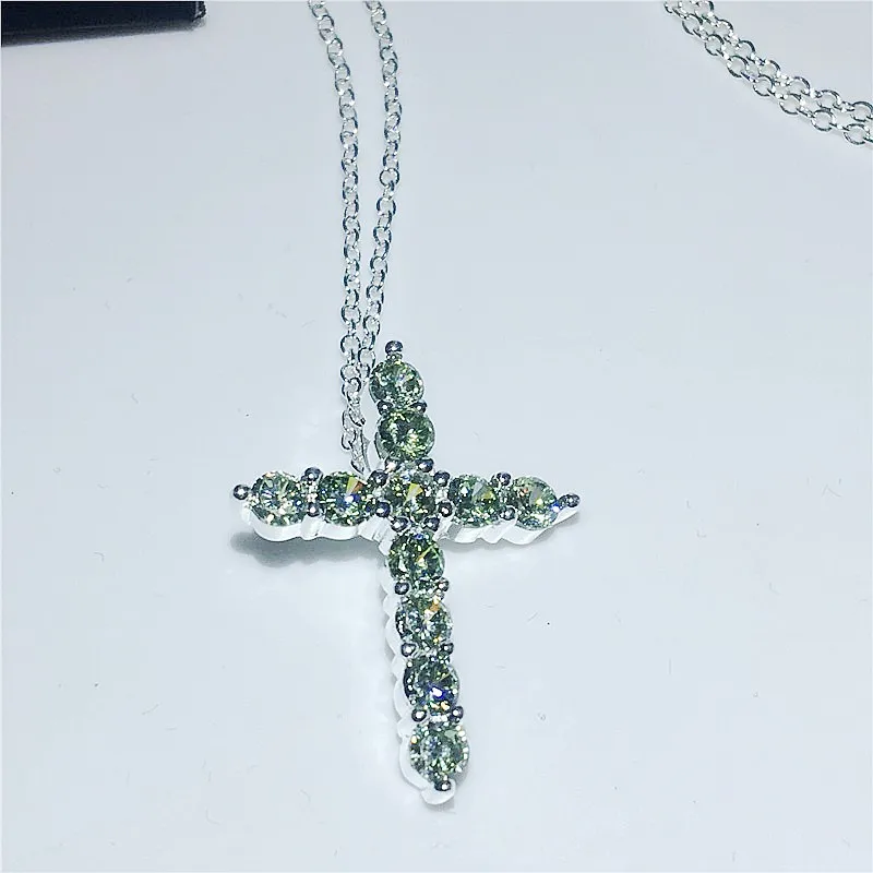 Fashion 6 colors Cross Pendant AAAAA cz Stone 925 sterling silver Party Wedding Pendant necalace for women Men Jewelry Gift