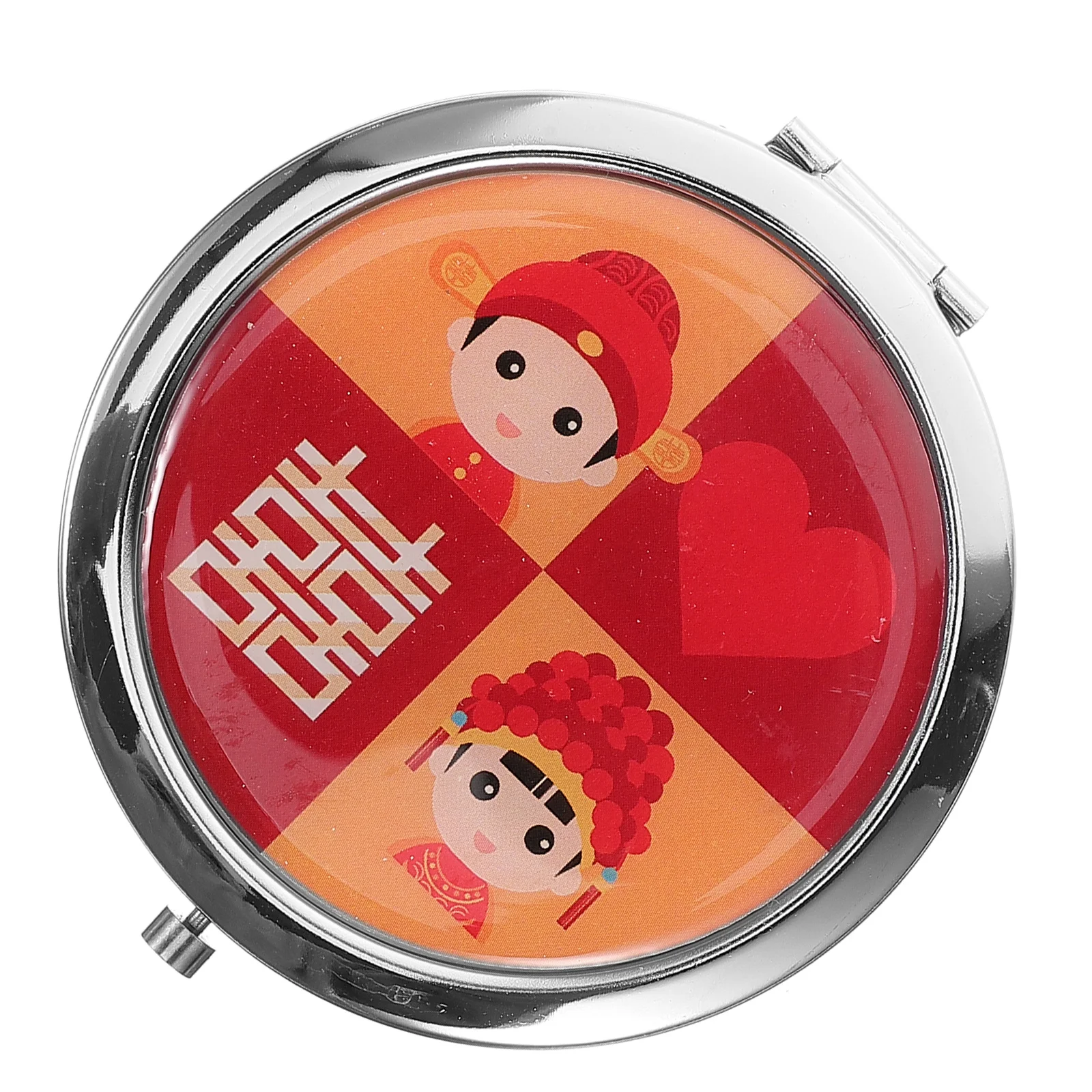 Niedlicher kompakter Handspiegel, Hochzeitsthema, HD, kleiner tragbarer Schminkspiegel für Frauen, Reise-Geldbörse, Tasche, dekorativ