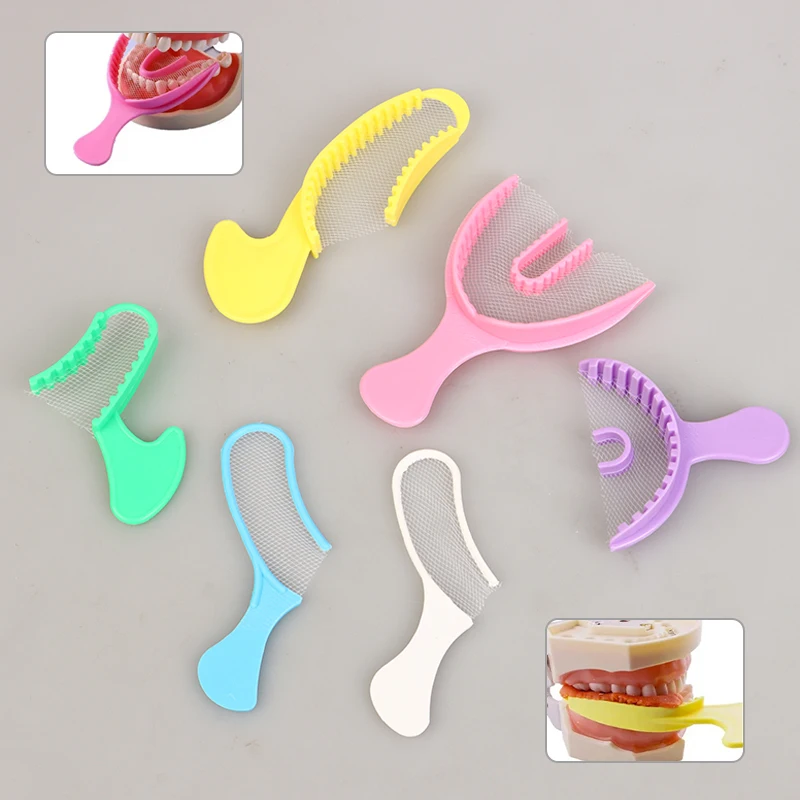 

10Pcs/Pack Dental Bite Registration Trays Impression Tray Mold With Net Disposable Plastic Teeth Holder Dentist Oral Care Tools