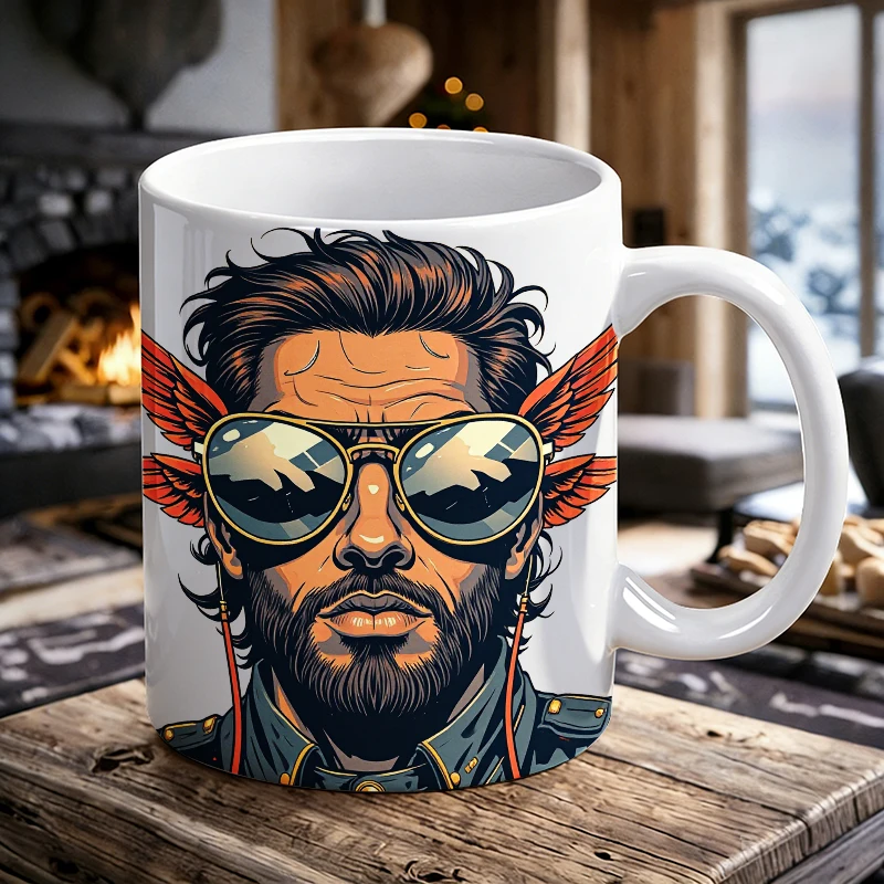 

Cup & Mug Set, Pilot Wing Sunglasses Man Ceramic Mug, Coffee Cup, Milk Cup, Office Tea Cup, Drinking Cup, Gift for Friends