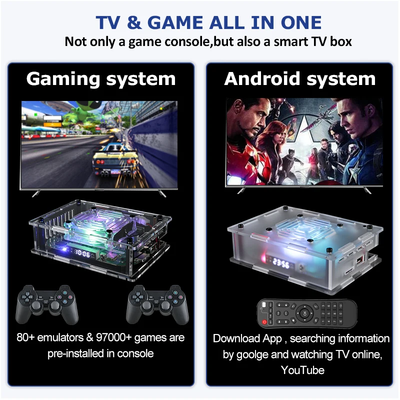 Супер консоль X Max Plus, игровая консоль с 97000 встроенными классическими играми для PSP/N64/Sega Saturn Game Player 8K HD Wifi TV Box