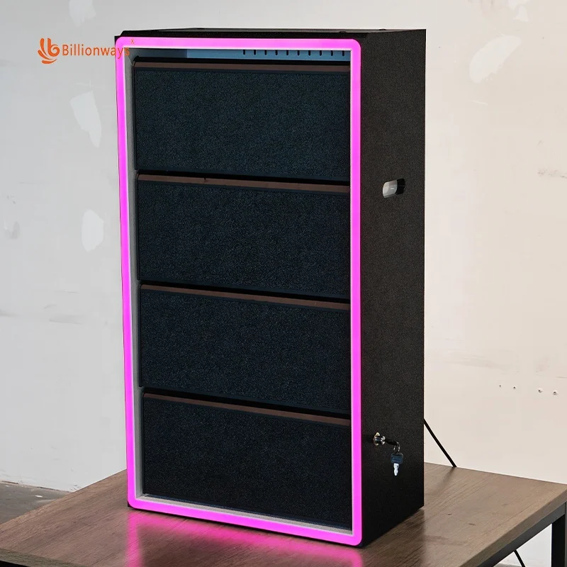 custom.4 Slot RGB LED Display Cabinet Multicolor Showcase Display Smoke Retail