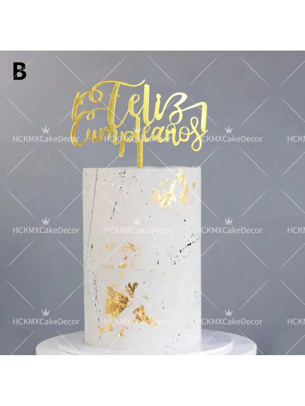 3er/6er-Set Tortenaufsatz aus Gold-Acryl mit Spanischem 'Happy Birthday' Schriftzug für Geburtstagsfeiern und Cupcake-Dekoration – Detail 6