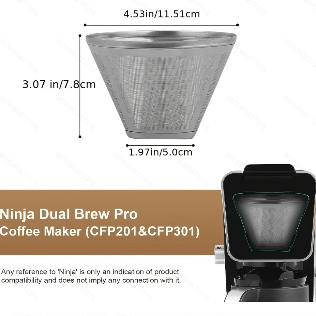 1pcs Reusable 304 Stainless Steel Replacement Coffee Filter, Compatible with Ninja CFP301 DualBrew Pro Professional Coffee Maker