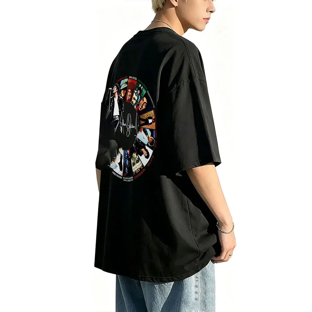 

Singer Michael Jackson Music Album Cover T-shirt Men Women Vintage Gothic Rock T Shirts Men's Loose Oversized Short Sleeve Tops