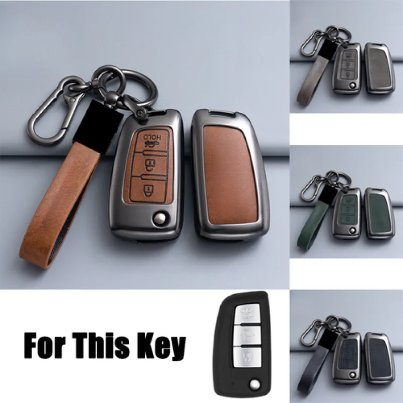 

A+ Zinc Alloy Leather Car Key Fob Case Cover Bag For Nissan Rogue Sport Qashqai