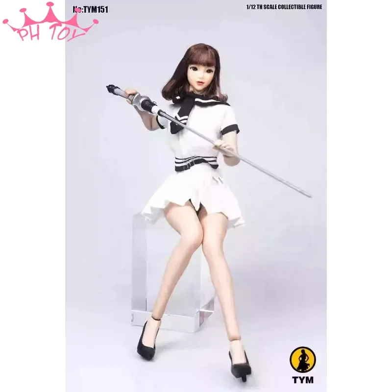 1/6 feminino soldado estudante uniforme saia plissada jk assassino cosplay roupas modelo para figura de ação de 12 "boneca de peito grande