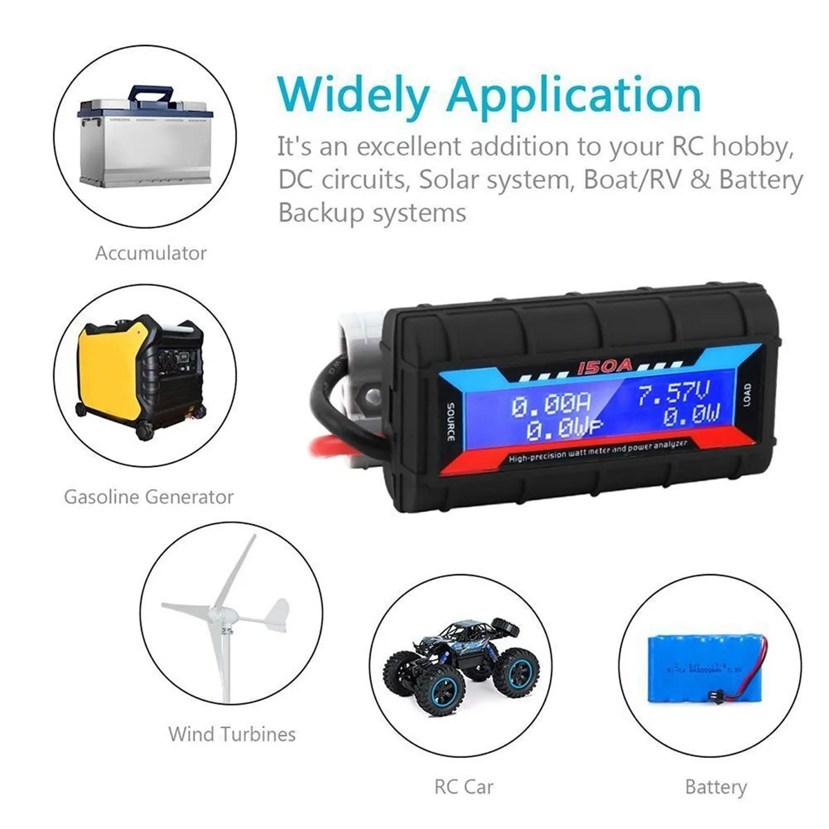 150A LCD Digital Amp Watt Meter Power Analyser Solar Caravan Meter for Anderson Plug Tool Car Accessories