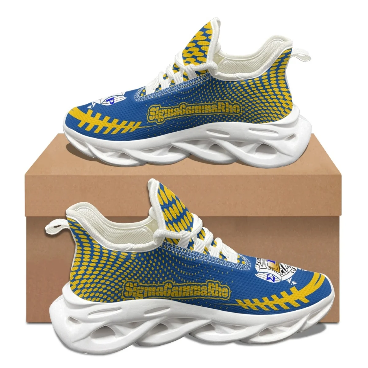 Breathable Platform Sneakers Sigma Gamma Rho Poddles Printed Lightweight Non-slip Lace-up Shoes Versatile Trendy Walking Shoes