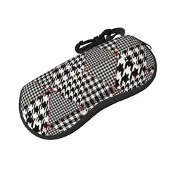 Patchwork Houndstooth Horizontal Glasses Case Geometric Print Travel Cute Sunglasses Pouch Zipped Male Female Eyewear Accessory