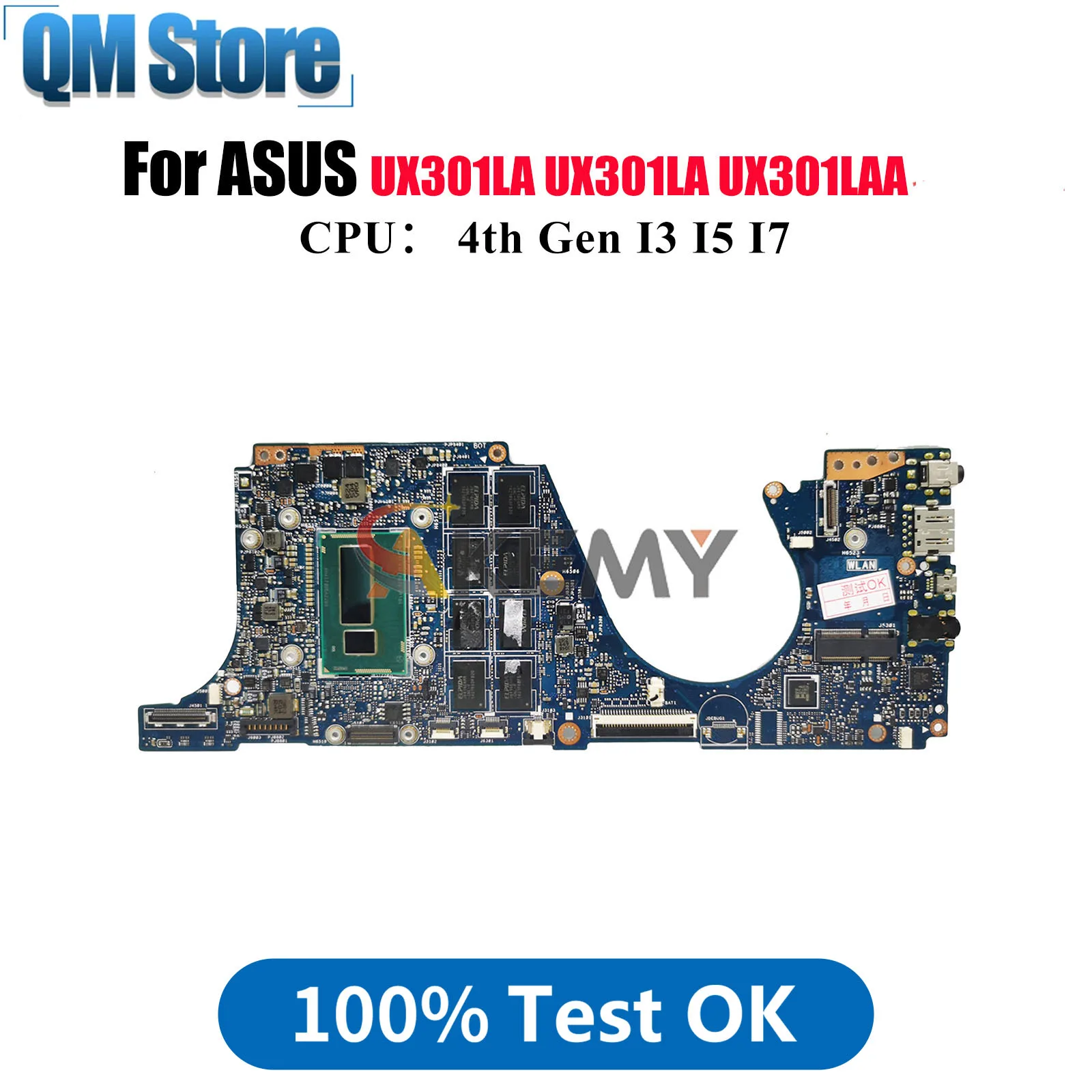 

UX301LA Laptop Motherboard For ASUS ZenBook UX301L UX301LAA UX301LA Notebook Mainboard With I3 I5 I7 CPU 100% tests OK fast ship