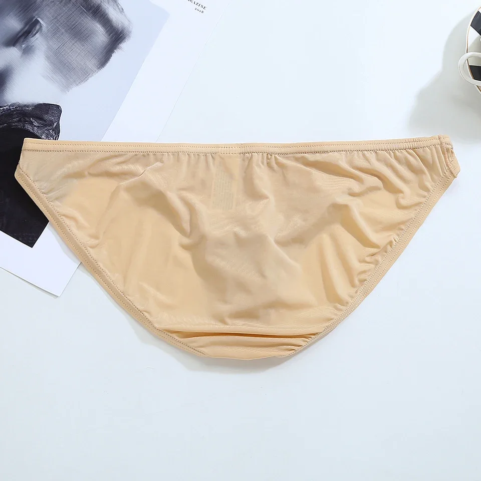 

1pc Hot Men's Briefs Sexy Ice Silk Skinny Briefs Comfy Breathable Low-waist Underwear Summer U-shape Pouch Pantie