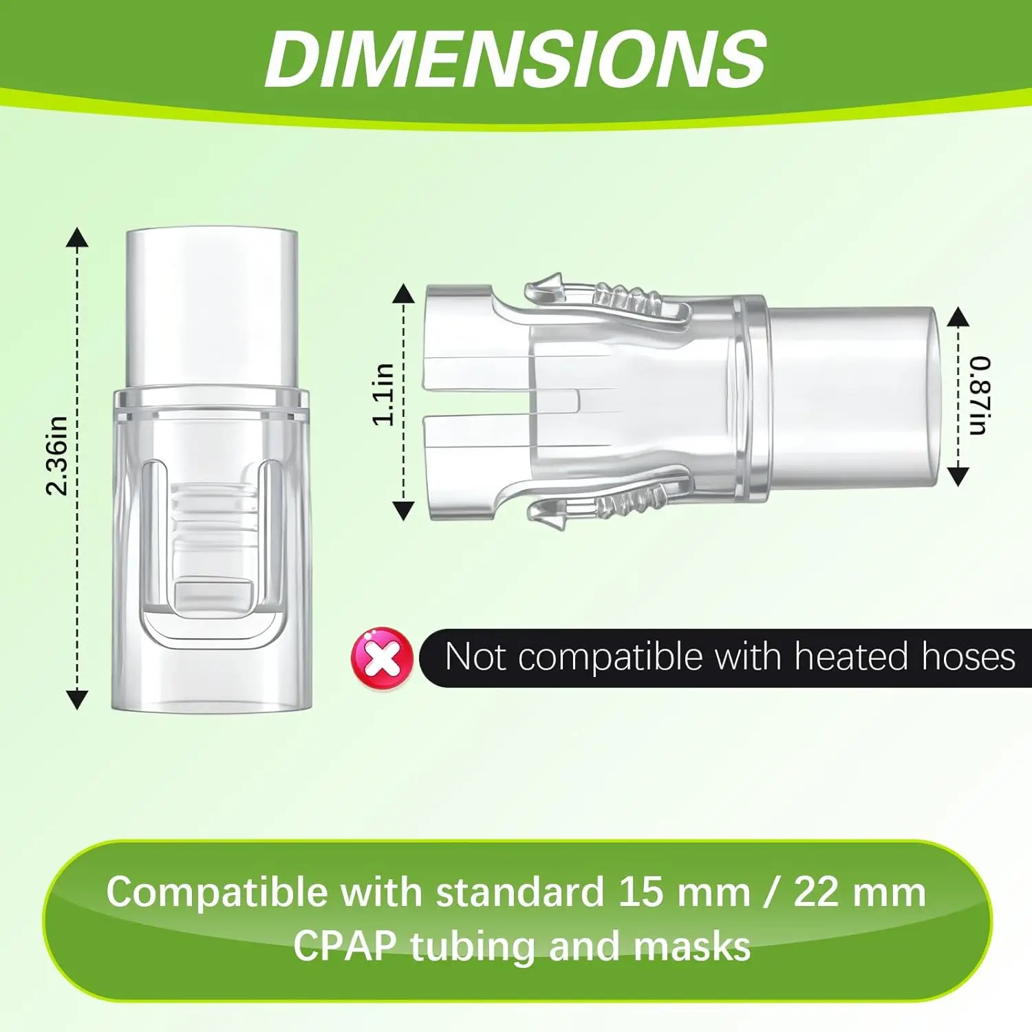 Portable Cpap Machine Hose Connector, Compatible with Standard 22mm and 15mm Tubing, Hose Adapter, Universal Travel-Friendly Cpap Accessory, Suitable for Standard Masks