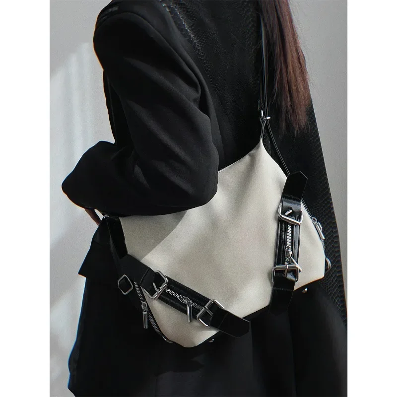 Xiuya Gothic Fashion Shoulder Bag for Women Y2k Punk Designer Luxury Crossbody Bag Casual Vintage Aesthetic New Female Handbag