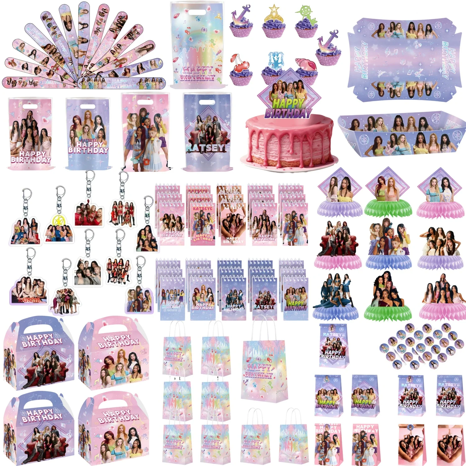 Cadeaux de fête d'anniversaire mignons, bracelet porte-clés, ballons Kpop Girl, décoration de fête K&Katseyedd, cadeaux pour les fans, fournitures pour baby shower