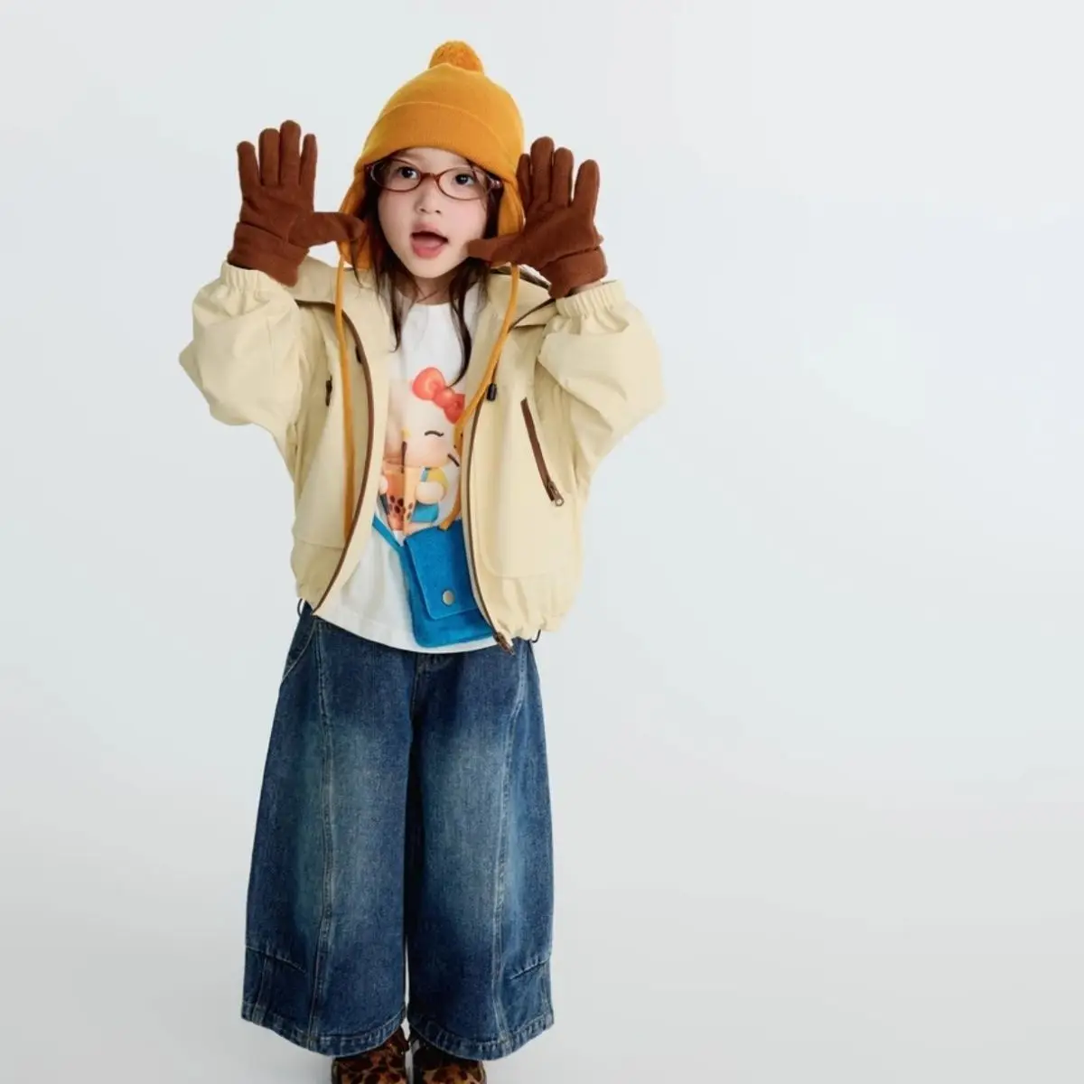 Girls Jeans 2025 Spring and Autumn New Straight Leg Wide Leg Pants Stylish and Versatile Denim Pants