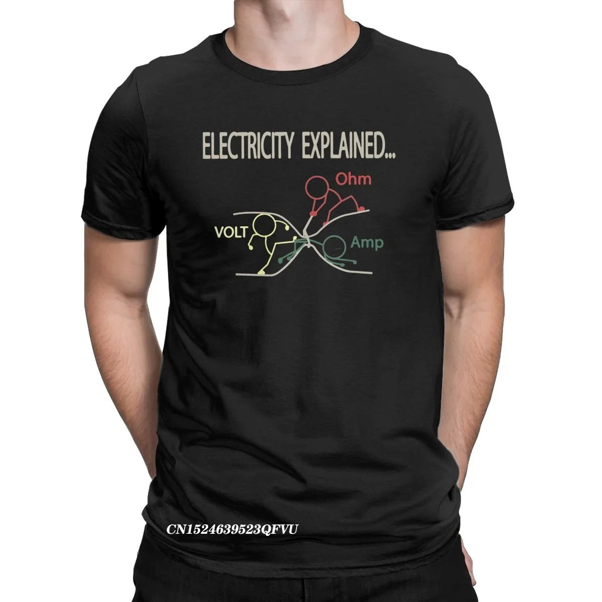 Funny Electricity Explained Electrician Ohm Amp Volt Men's Tops T Shirts Ohm's Law Vintage Tee T-Shirts Cotton New Arrival Tops