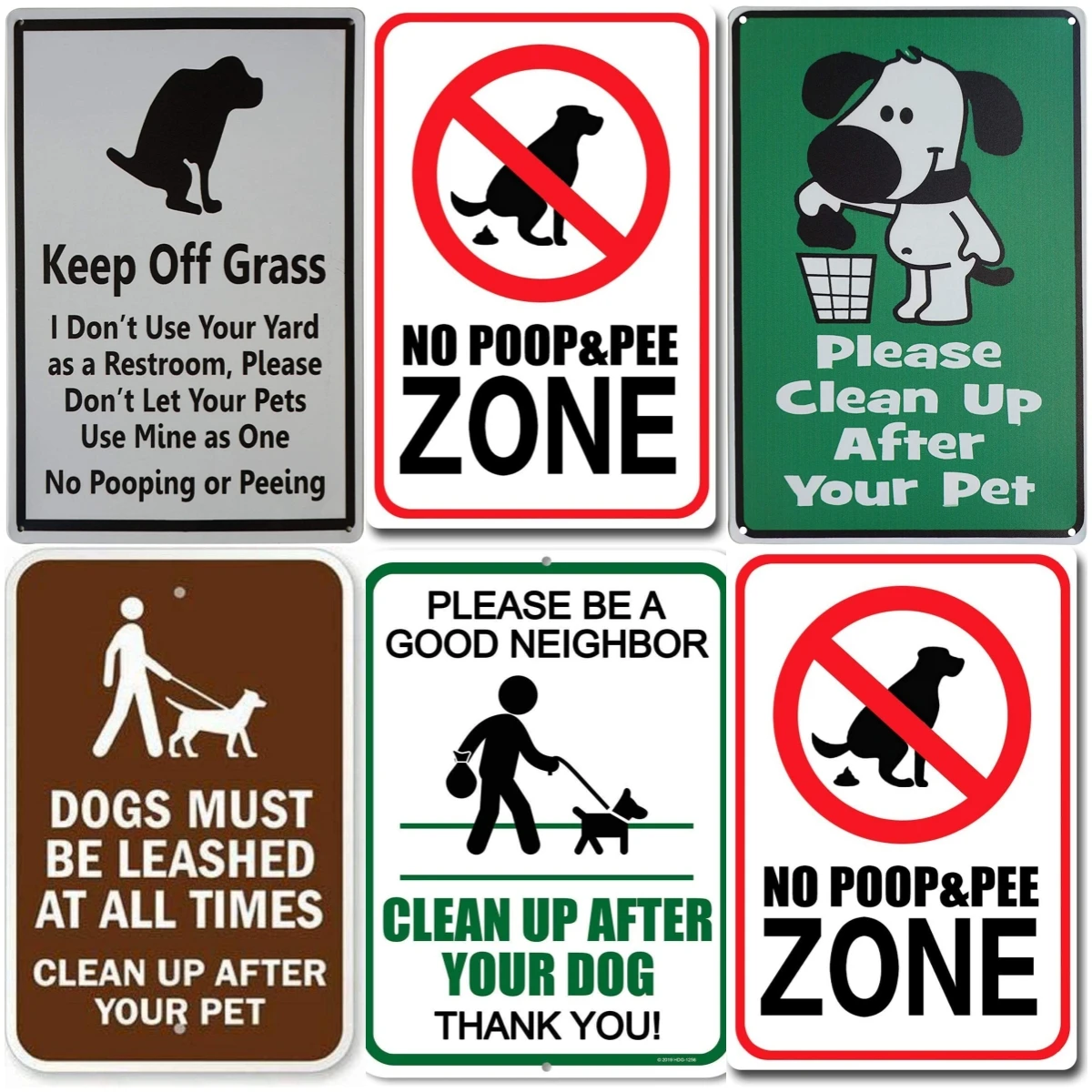 No Poop& pee Zone Keep Off Grass Sign Metal Tin Sign Dog Lawn Decor Farmhouse Home Metal Flowers Wall Decor Yard Sign Letters