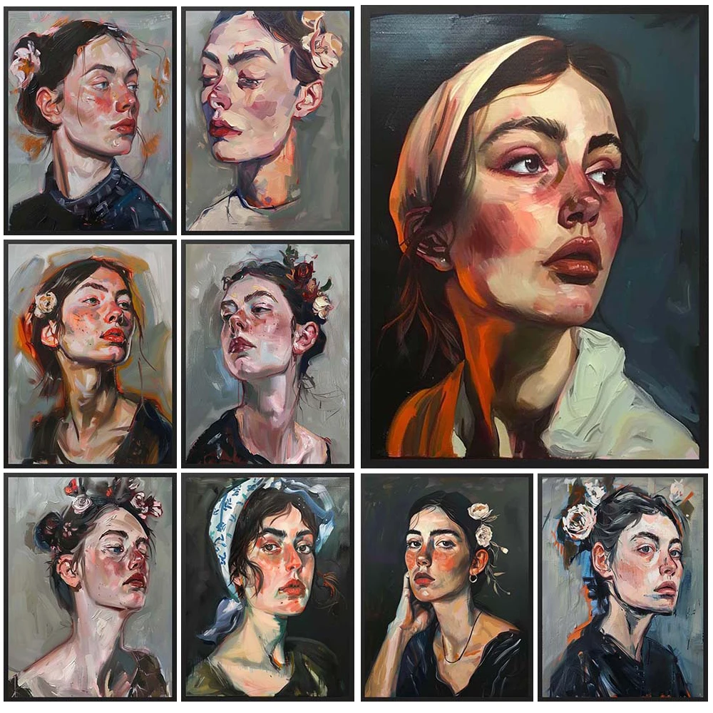 

Vintage Girl Prints Abstract Woman Portrait Poster Wall Art Canvas Painting Home Decor Wall Pictures For Living Room Unframed