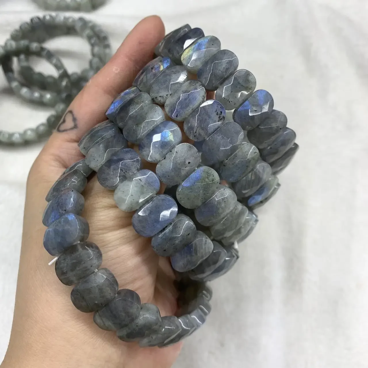 Genuine AAA Quality Labradorite 7x14mm Stone Bracelet Women Men Stretch Charm energy Elastic Bracelet Jewelry Party Gift