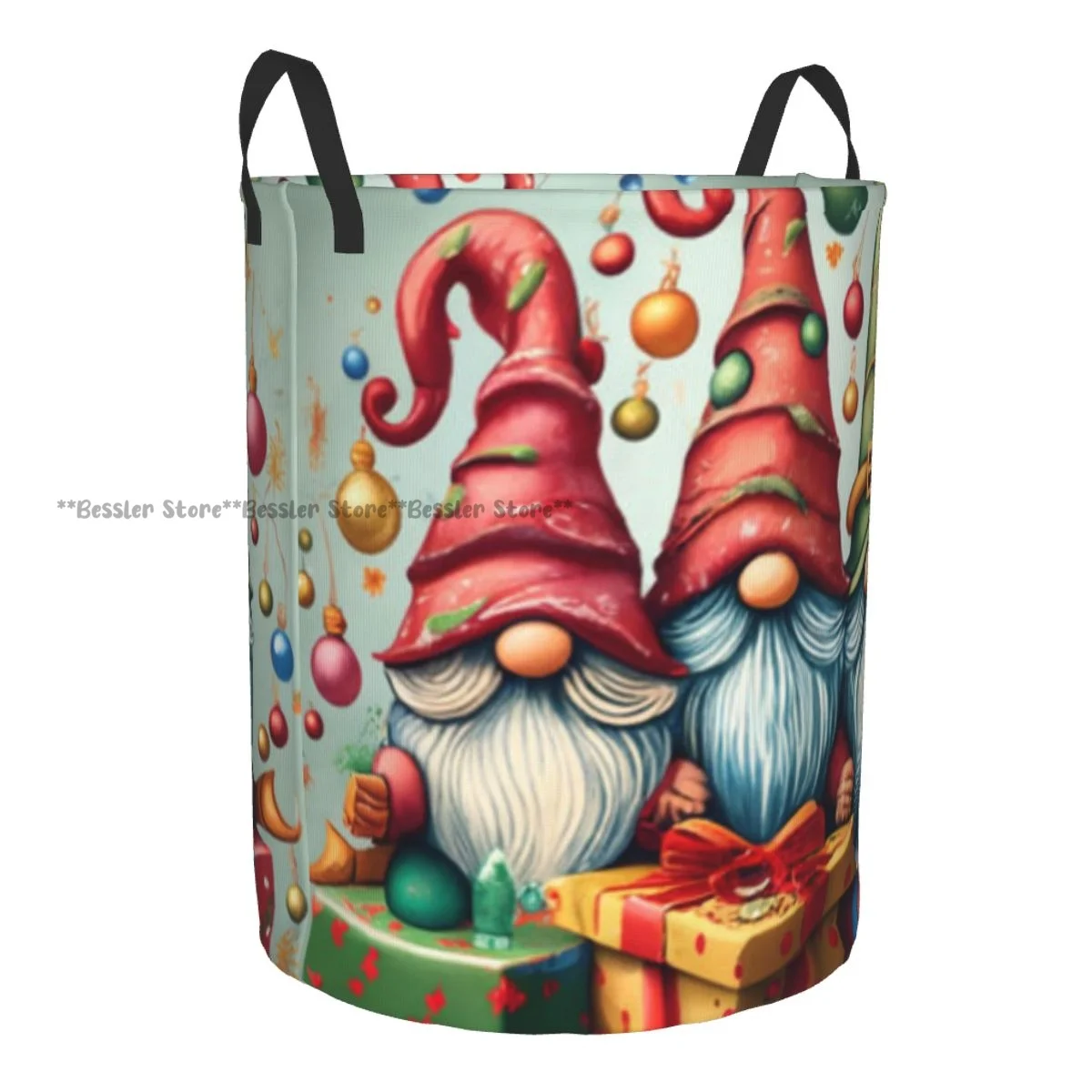 Foldable Laundry Basket for Dirty Clothes Xmas Theme Gnomes With Gift Storage Hamper