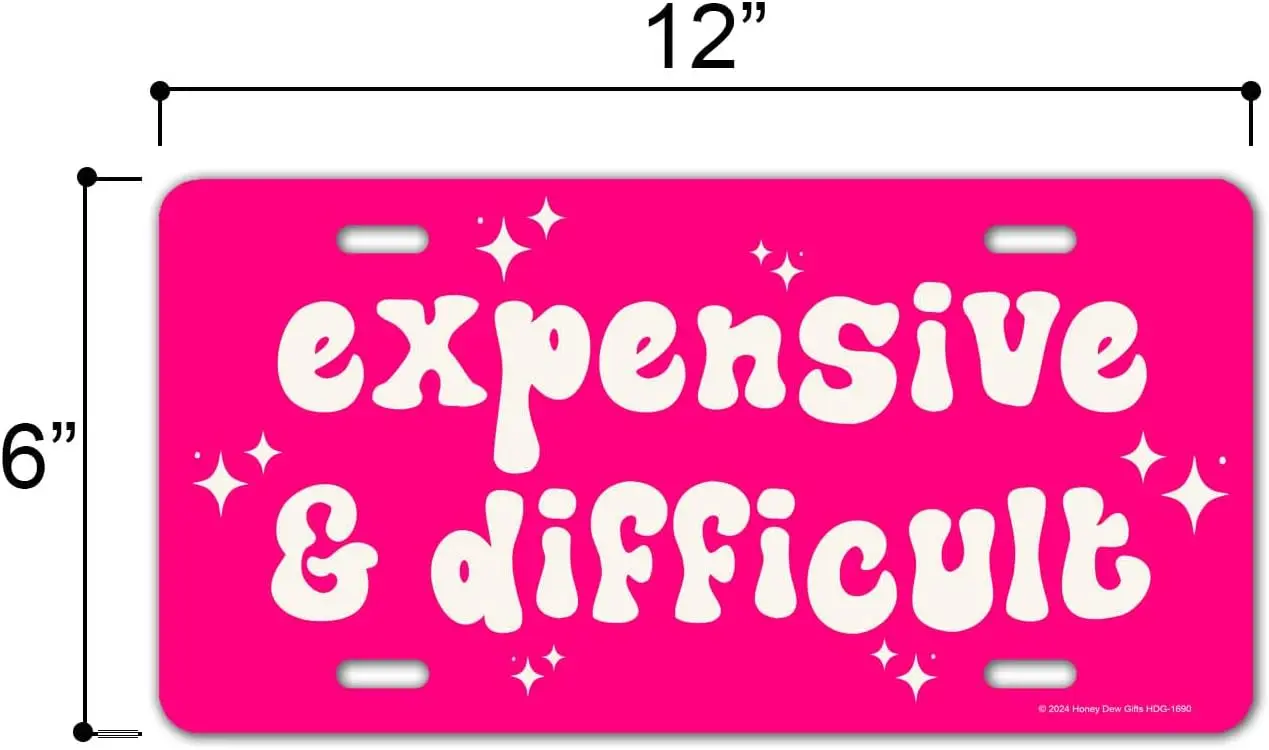 لوحة ترخيص ألومنيوم باهظة الثمن وصعبة للنساء، لوحة ترخيص مضحكة، لوحات زينة للسيارات وإكسسوارات السيارات الوردية