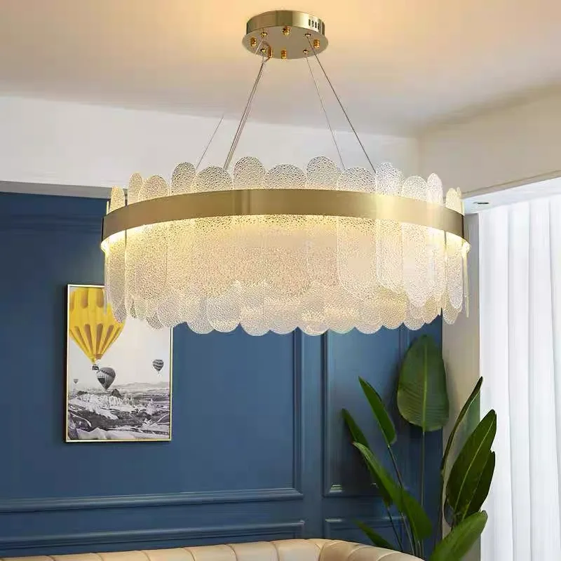 Modern Led Crystal Chandelier Lamp Villa Luxury Pendant Lamps Indoor Lighting Gold Metal Hotel Lobby Atmospheric Ceiling Light