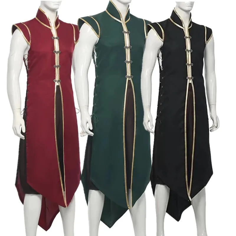 

Мужской средневековый жилет викингов, винтажная куртка без рукавов, длинный рыцарский сюртук, Ренессанс, косплей, жилет, костюм на Хэллоуин