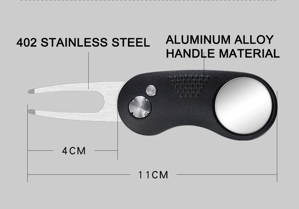 Metall Faltbare Golf Divot Reparatur Werkzeug Grüne Gabel Mit Golf Ball Marker Taste Magnetische Tragbare Pitchfork Golf Zubehör – Detail 1