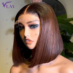 Brown Short Bob Wigs Super Double Drawn Glueless Wigs Human Hair 13×6 HD Lace Frontal Wigs 13×4 HD Transparent Lace PrePlucked
