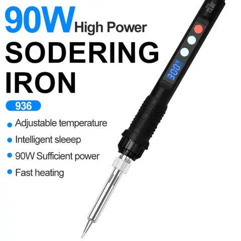 90W 936 스마트 납땜인두 디지털 디스플레이, 열 삽입 멜트 너트, 황동 인플라멘션 팁 포함, 3D 프린터 액세서리용
