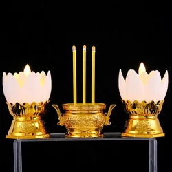 Electric Buddhist Incense Burner Candle, Thailand Lotus Festival Lighting Decors, Battery Operated, Halloween, Outdoor Night Lam
