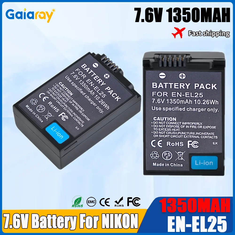 

Литий-ионная аккумуляторная батарея емкостью 1350 мАч EN-EL25 ENEL25 ENEL25B для беззеркальных цифровых фотоаппаратов Nikon Z50 Z30 ZFC Z 50 Z FC